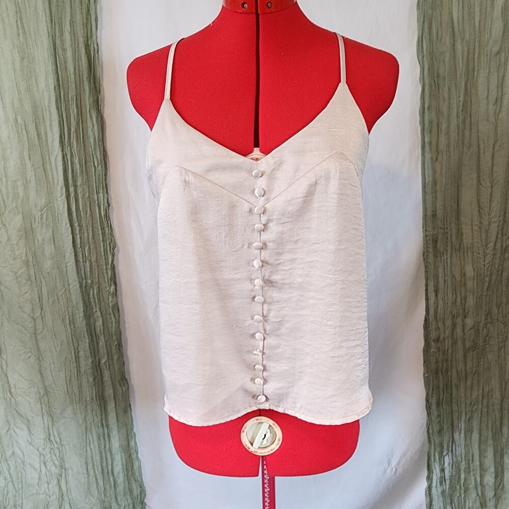 Shinestar Beige Spaghetti Strap Racerback Cami Buttons Size S